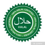 100% Halal certified product label.